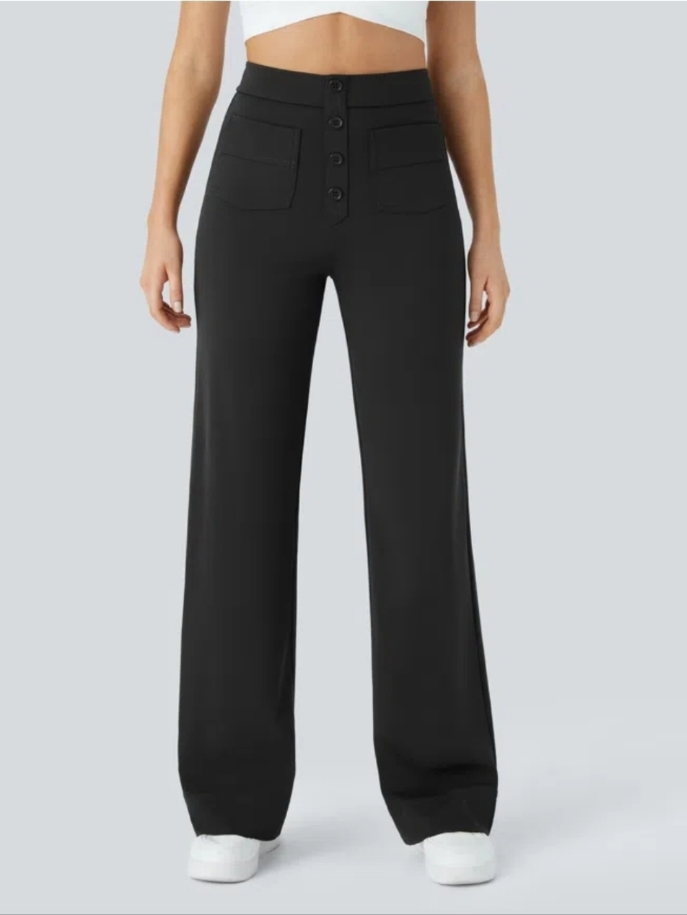 Halara DayStretch High Waisted Pockets Straight Leg Casual Women's L Tall Black